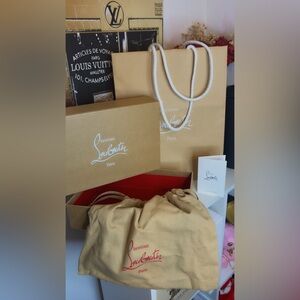 Christian Louboutin Beige Dust Bag box and shopping bag